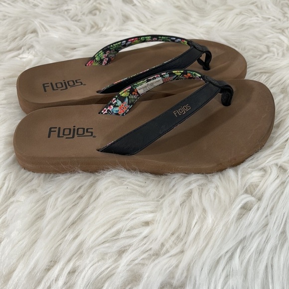 Flojos Ladies' Brown & Black Flip Flop Lightweight Thong Sandals Size 6 - Picture 4 of 10